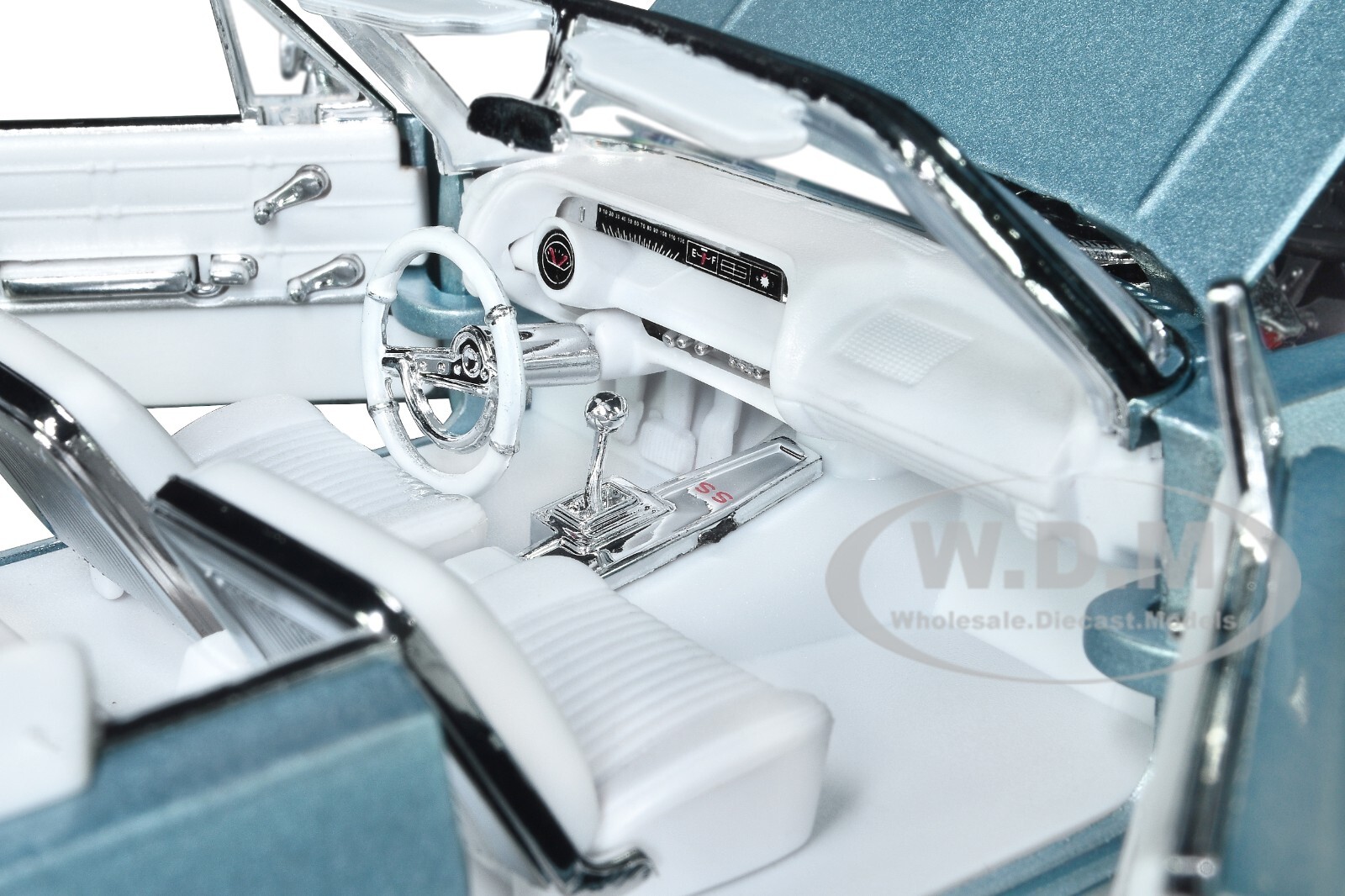 1963 CHEVROLET IMPALA CONVERTIBLE LIGHT BLUE 1/24 DIECAST MODEL BY WELLY 22434