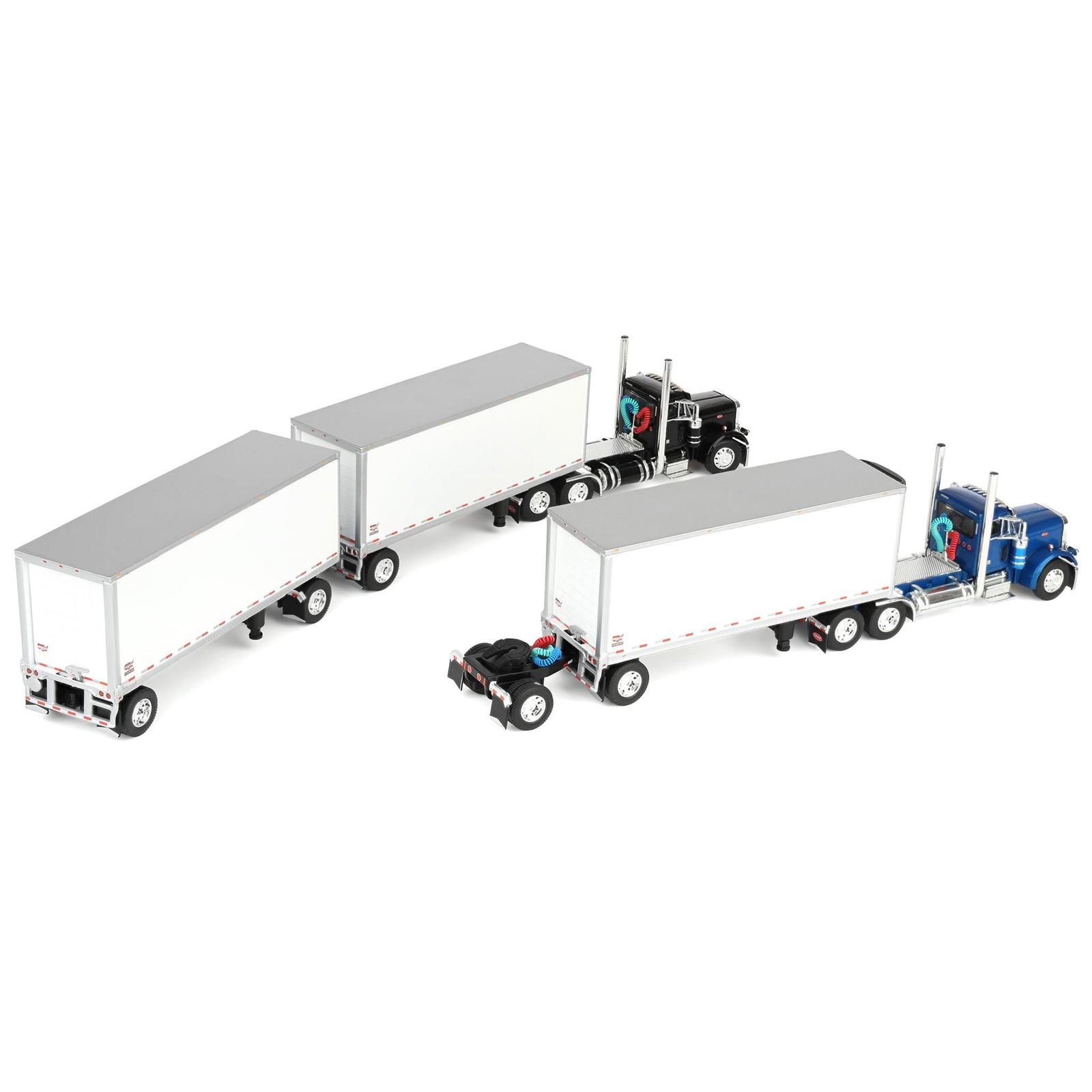 DCP 1/64 Peterbilt 379 Day Cab Wabash DuraPlate Triple Pup Trailers Set 60-2209