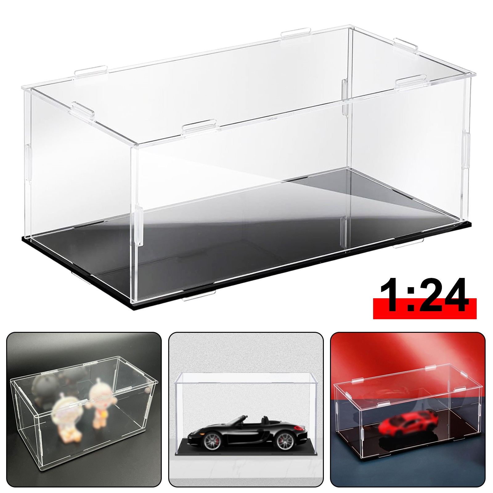 Acrylic Model Car Display Case 1:24 Display Box for Vehicle Dustproof Showcase
