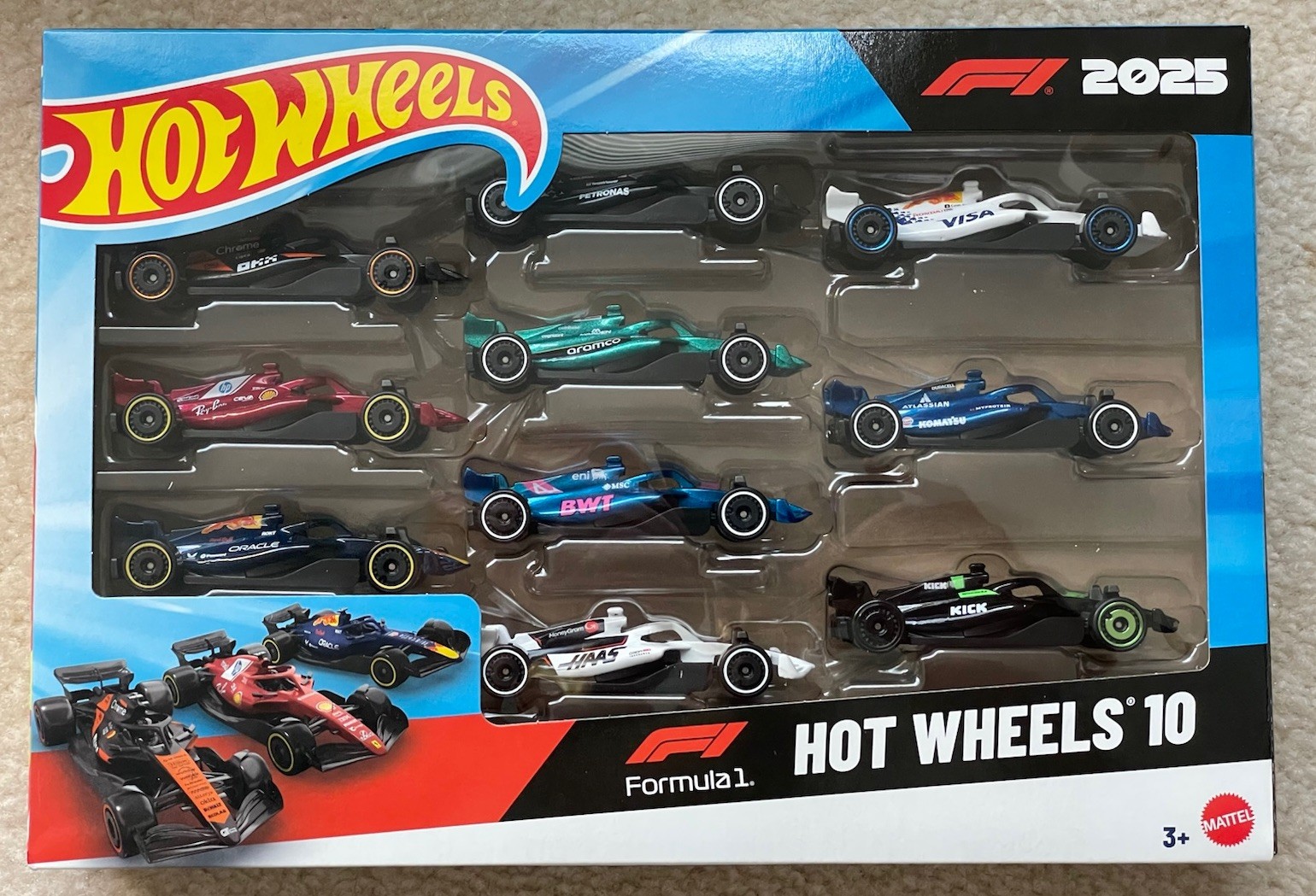 Hot Wheels Formula 1 2025 Racing Team 10-Pack New Ferrari, McLaren, Visa F1