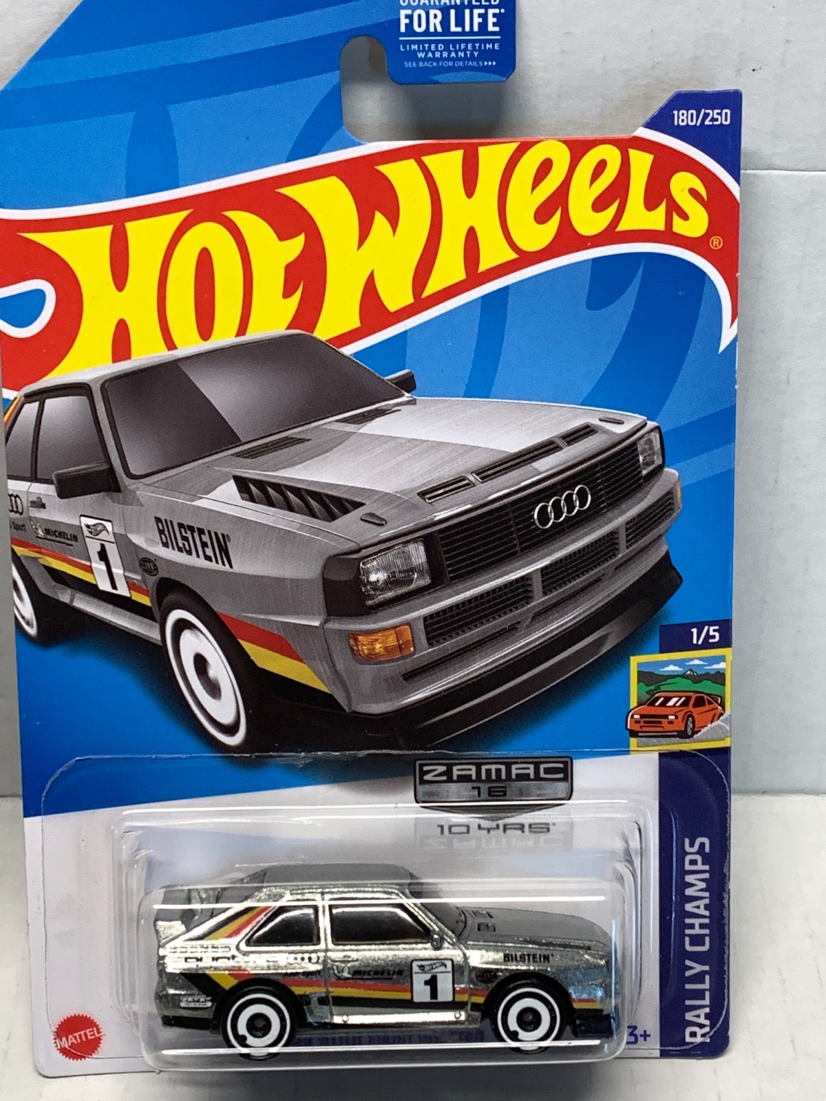 HOT WHEELS 84 AUDI SPORT QUATTRO X2. 2023 ZAMAC & BLUE. ON CARD