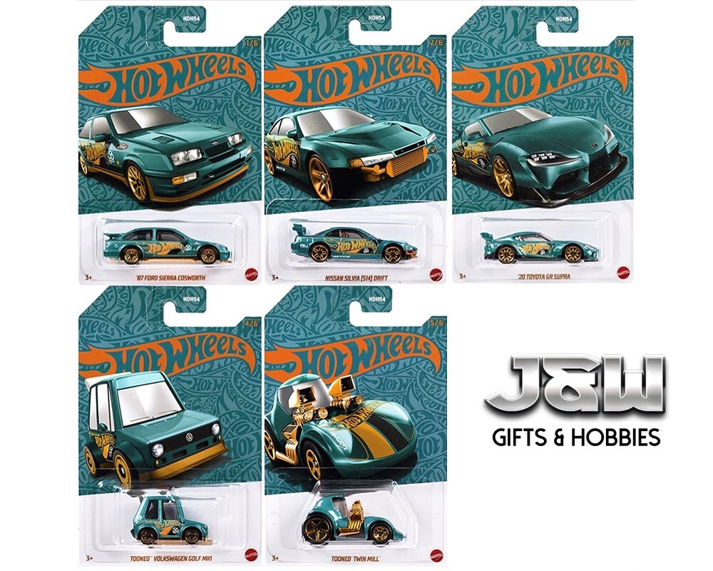 Hot Wheels Pear & Chrome 2024 F Set of 5 Cars HDH54-956F 1/64