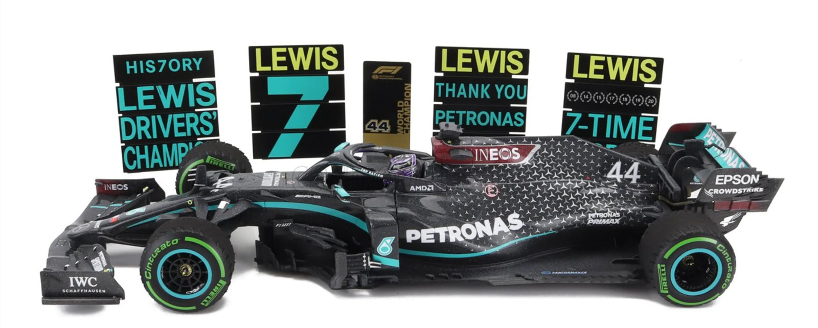 1:18 2020 Lewis Hamilton — 7-Time World Champion (Turkish GP) — Minichamps F1
