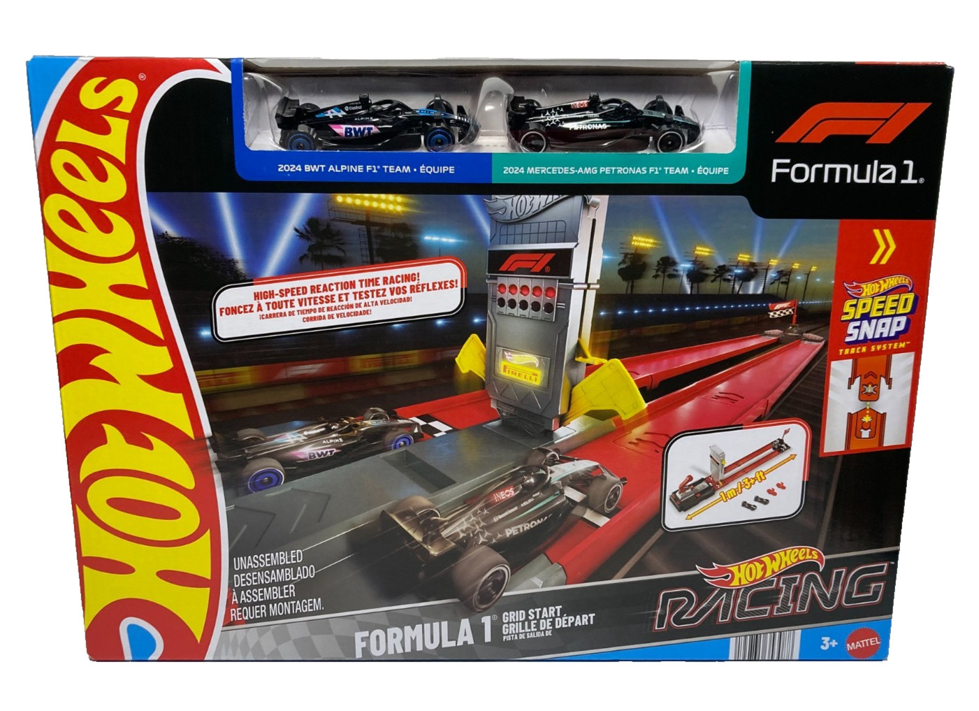 Hot Wheels Racing Formula 1 Grid Start Playset with 2 F1 Cars Play Set Track