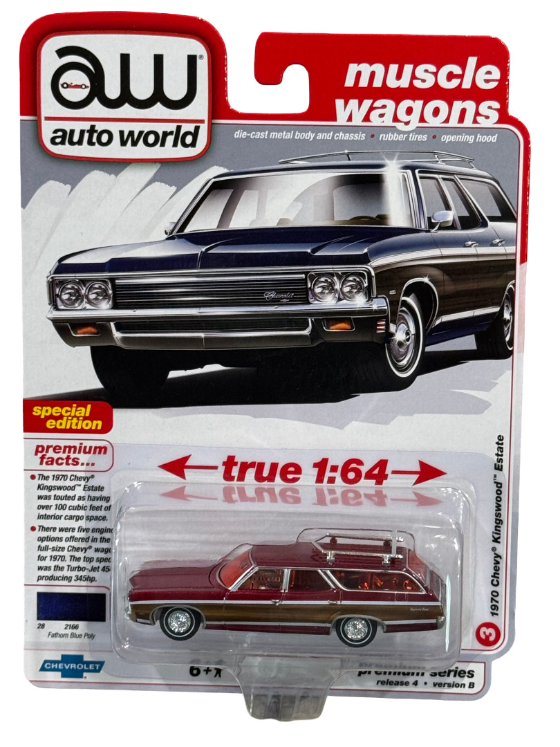 Auto World **CHASE** 1970 Chevy Kingswood Estate Wagon Cranberry Red 1/64