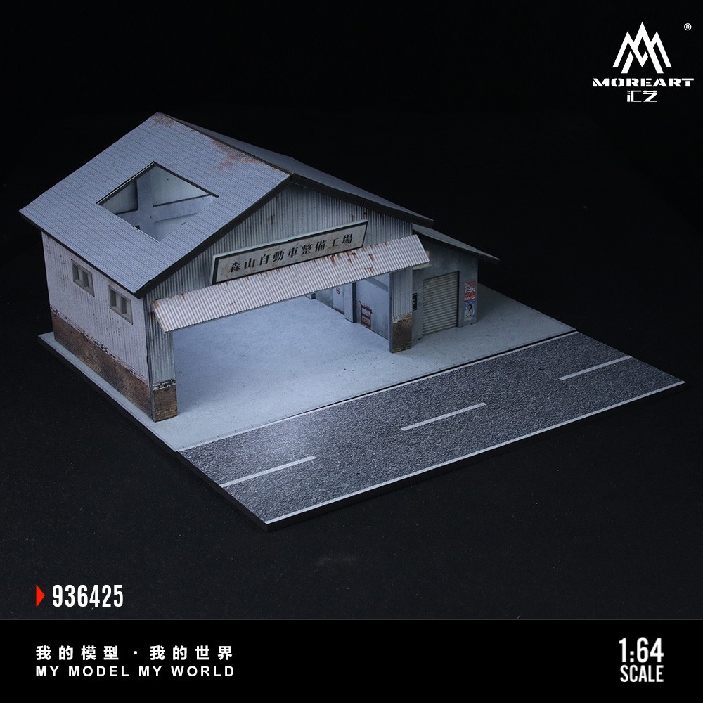 1 /64 Diorama Diecast Garage Model LED Lighting Model Car Display Case Building