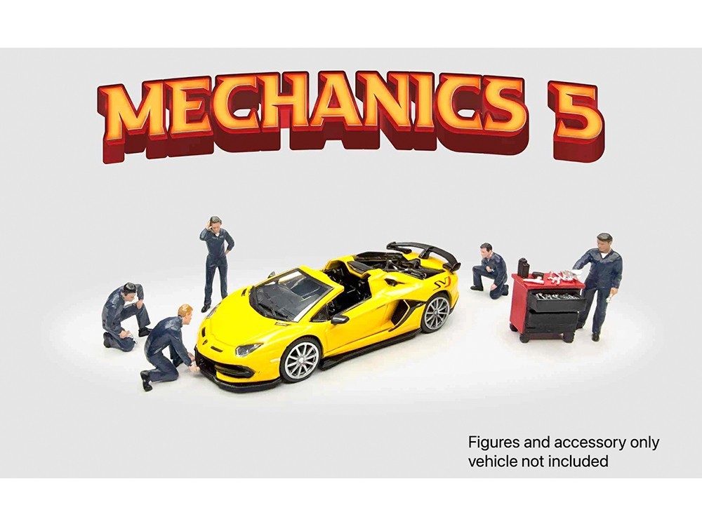 “MECHANICS #5” 6 PC DIECAST FIGURE SET FOR 1/64 BY AMERICAN DIORAMA 2435MJ