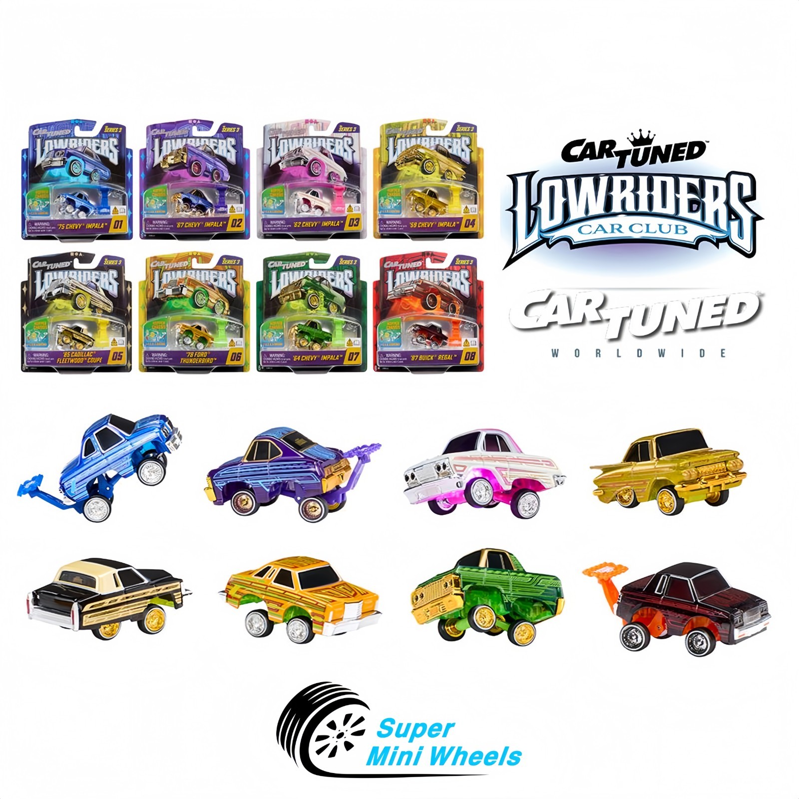 CarTuned 1:64 Lowriders SHOW GLOW Series 3 Set 8 Pcs LED Light Factory Sealed ！
