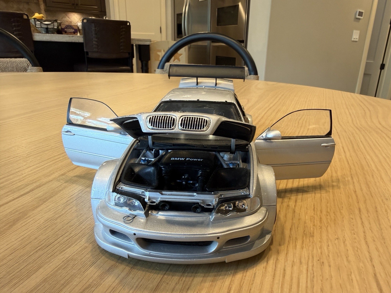 MINICHAMPS 1:18 BMW M3 GTR 2001 Silver Diecast Street, Opening Doors Hood