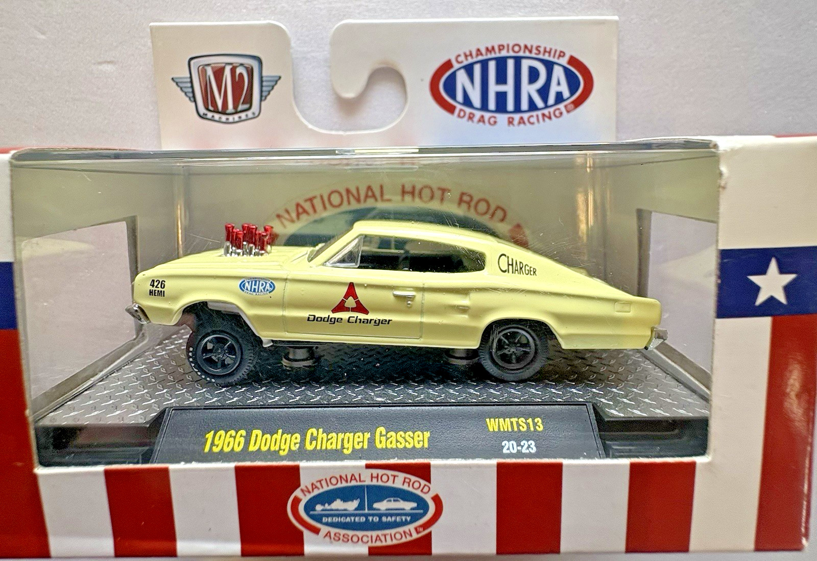1/64 M2 Machines NHRA 1966 Dodge Charger Gasser WMTS13 20-23 Yellow Diecast.