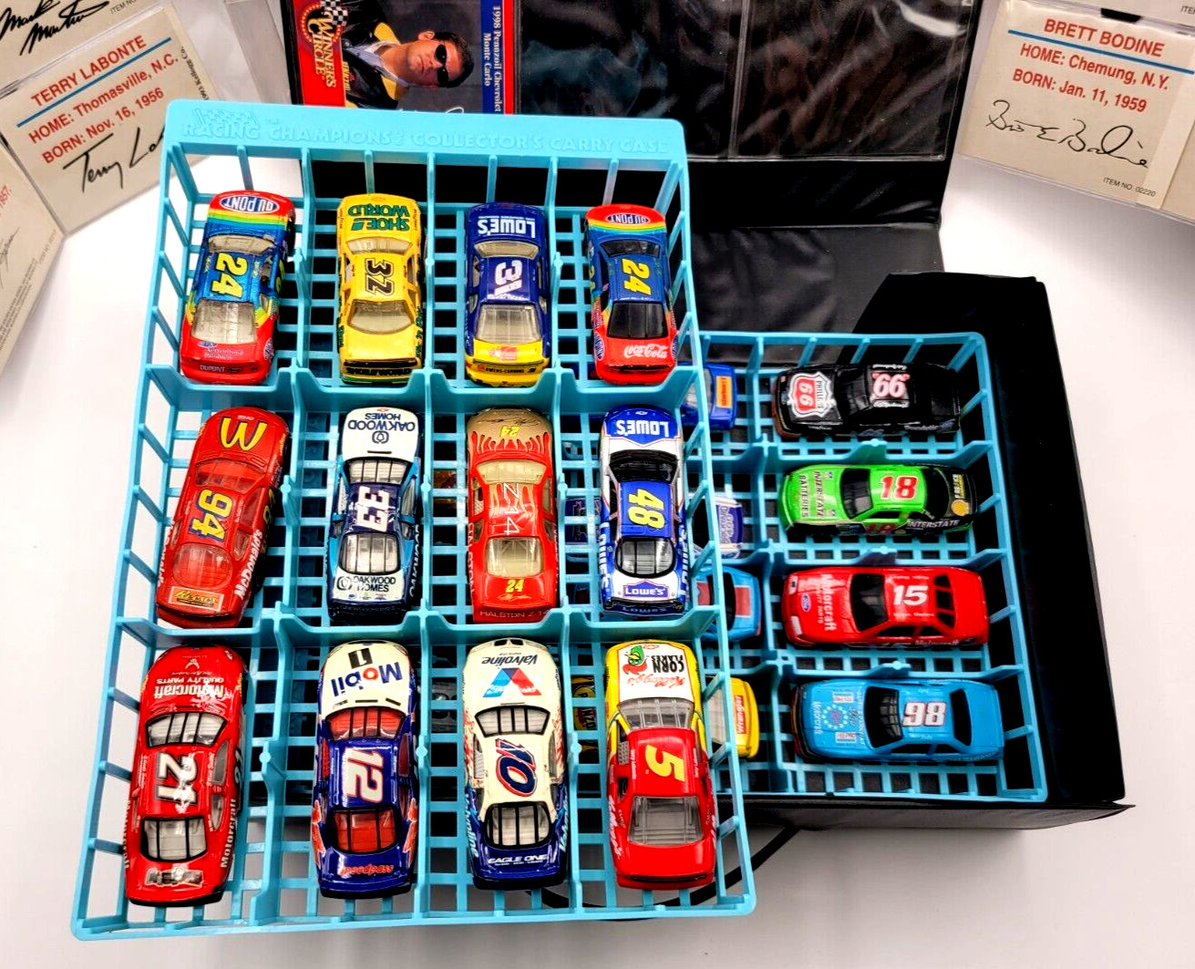 1990 Racing Champions NASCAR Stock Car Collectors Case With 24 Cars And Cards