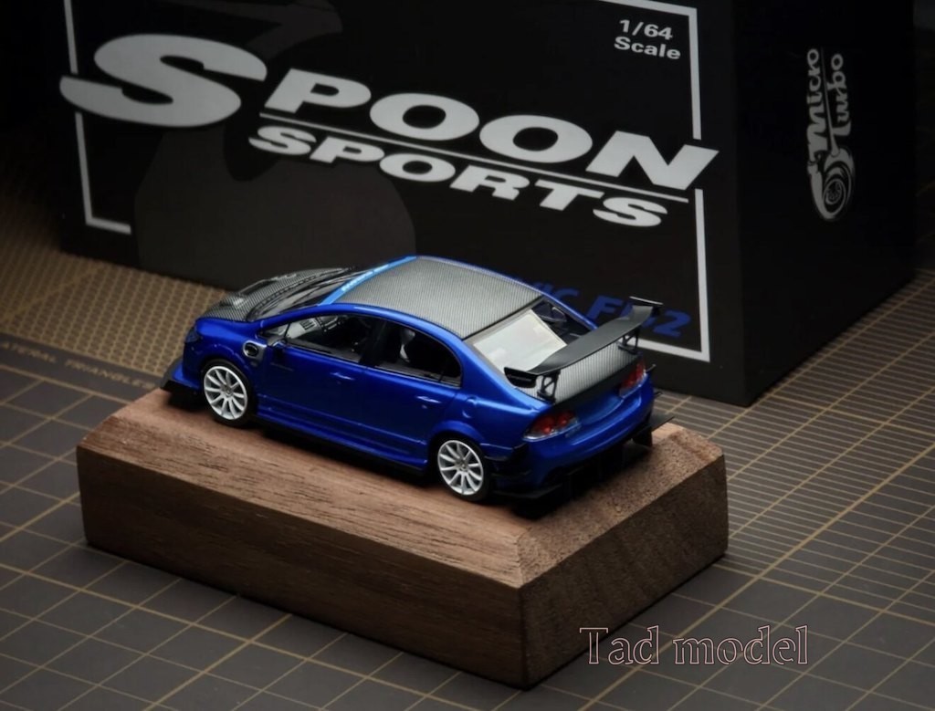 MT 1:64 Blue Carbon Civic Type R FD2 Sports Model Diecast Metal Car