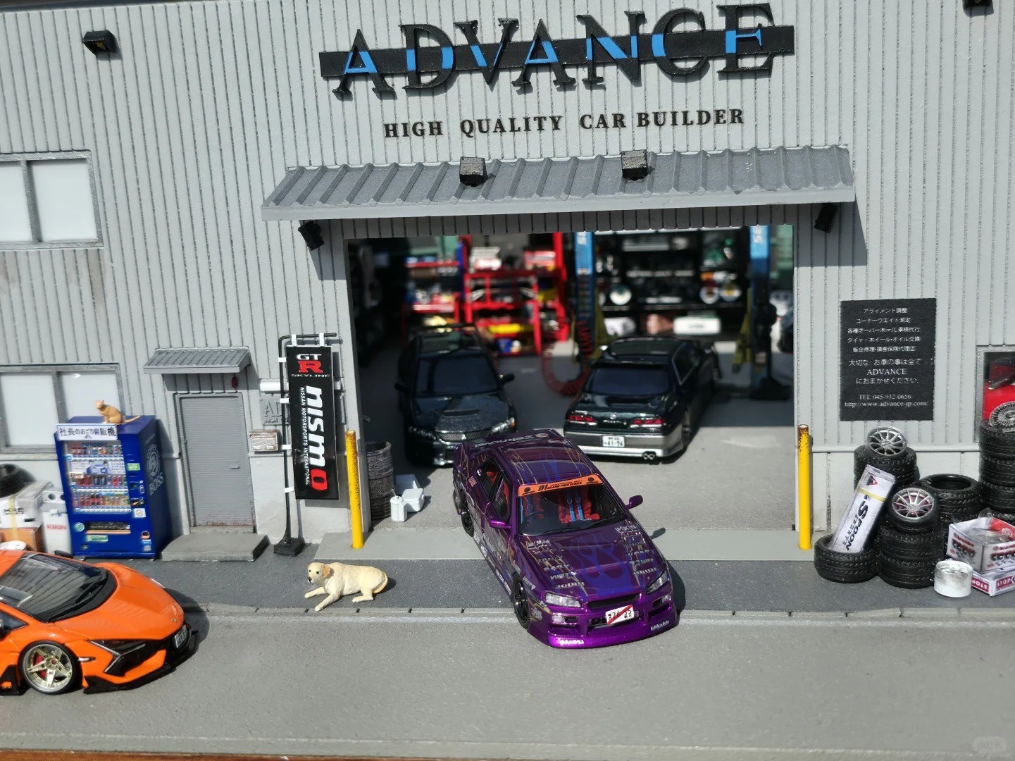 1/64 Diorama Garage Scene Display Case LED Lighting Factory Parking Lot Model US