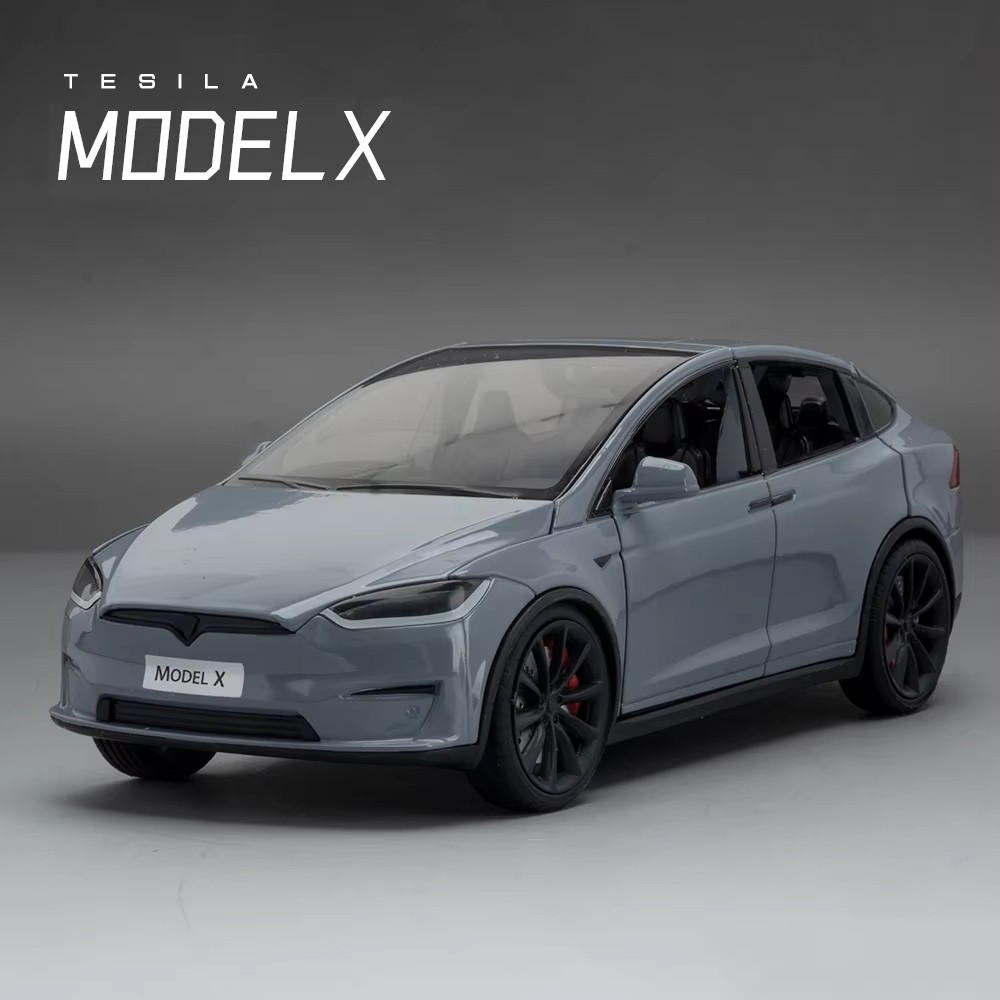 1:24 Tesla Model X Diecast Model Car w/ Sound Light Pull Back Toy Gift