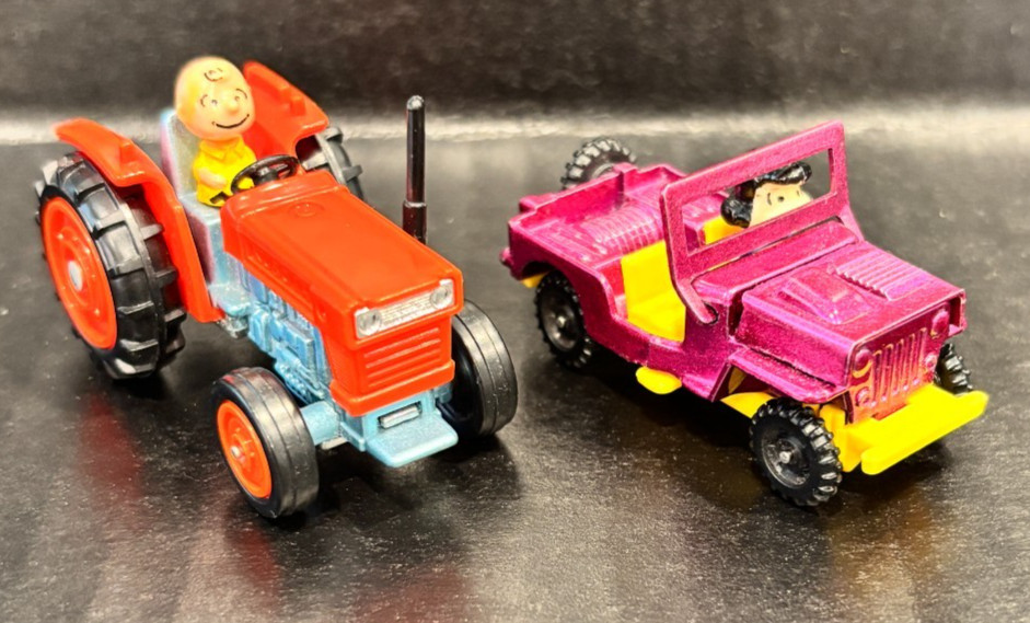 2 Aviva Diecast, 1 CHARLIE BROWN TRACTOR / 1 LUCY JEEP (Peanuts Gang)