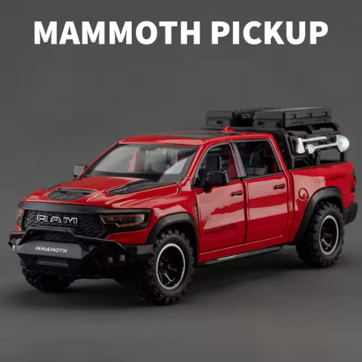 1:32 Dodge RAM 1000 TRX Mammoth Diecast Pickup Truck Sound Light Pull Back Toy