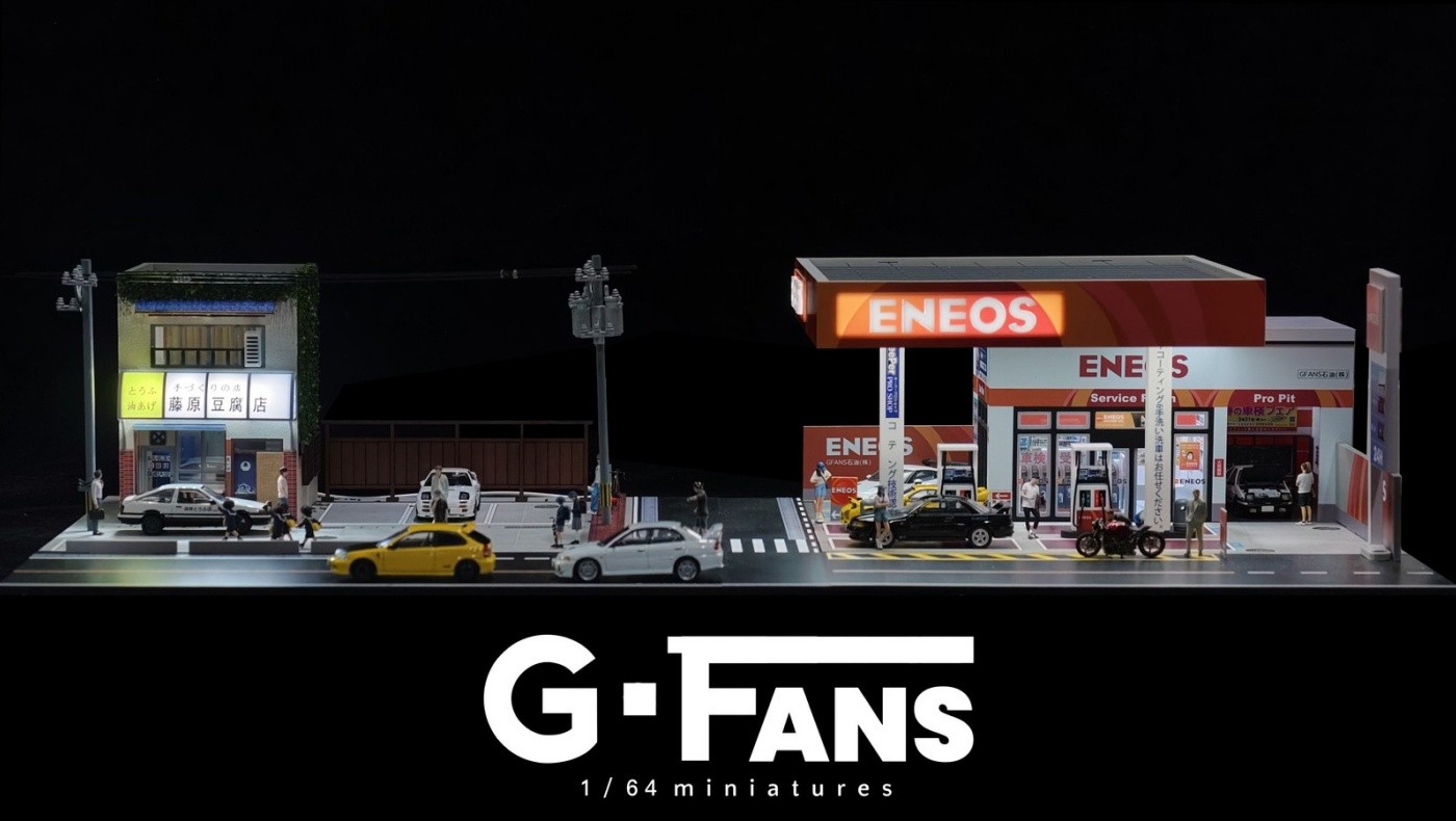 1/64 Diorama Street Road Scene Display Model Car Parking Lot Model LED Lighting