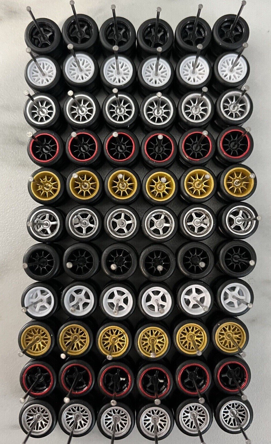 1/64 Wheels & Rubber Tires (10 Car Sets) Fits Hot Wheels -Real Riders Mixed Lot