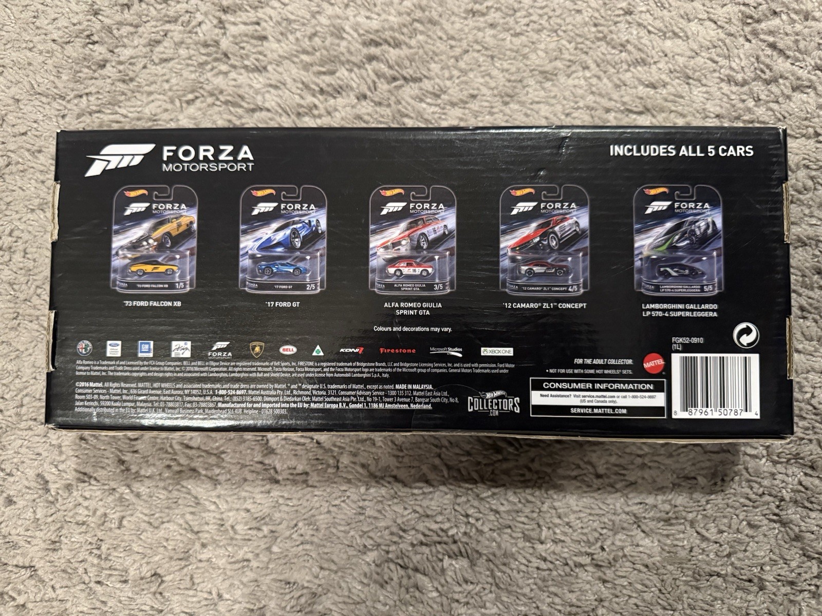 2016 Hot Wheels Forza Motorsport 5 Cars Premium Set Real Riders Tomica Matchbox