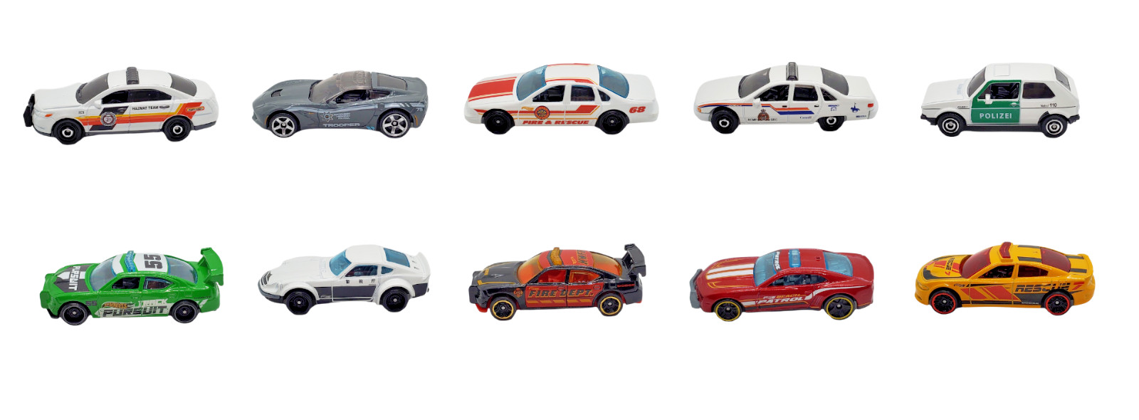 Hot Wheels & Matchbox Police & Fire Rescue 10 Car Variation Lot – Loose