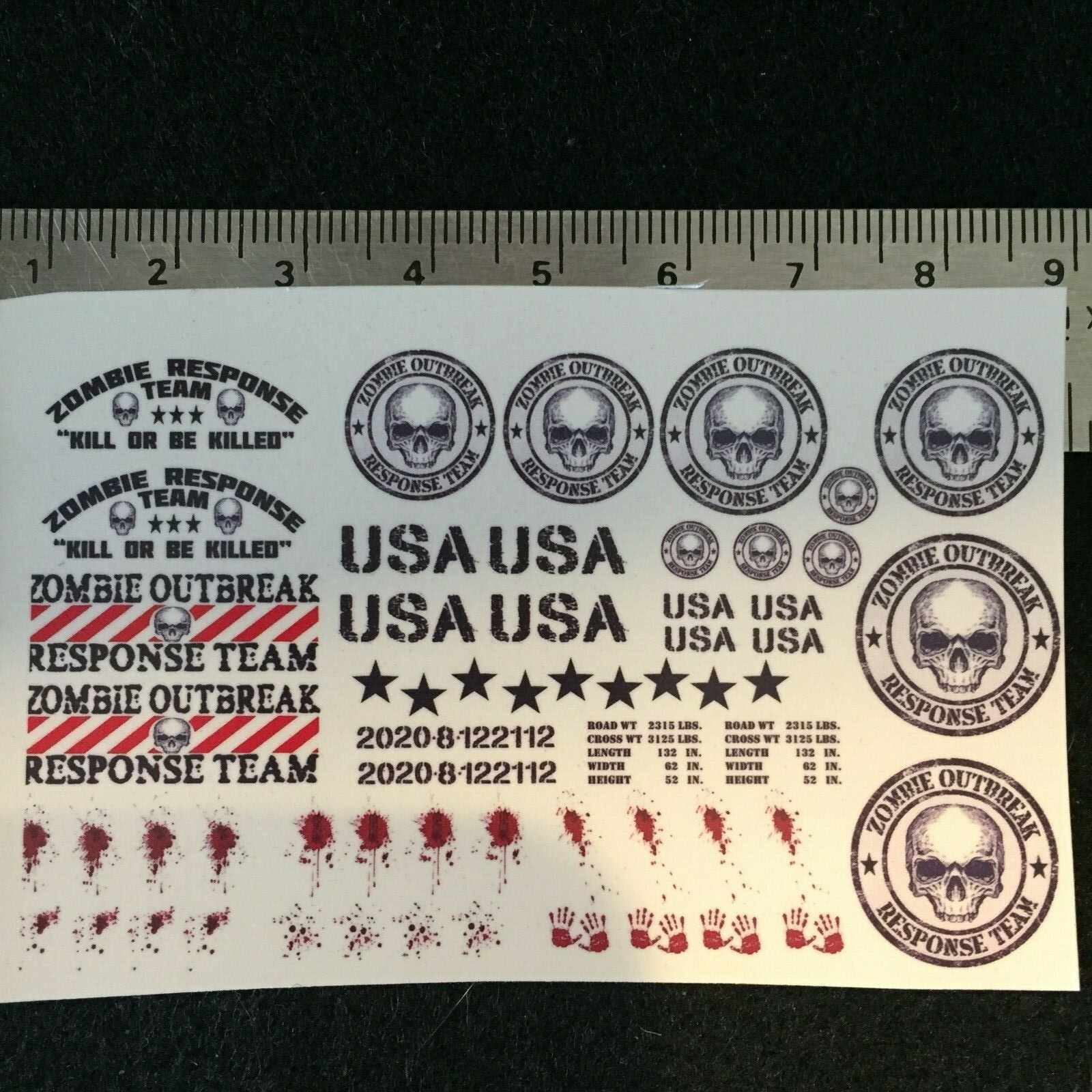 Clear 1:64 Waterslide Decal for JDM VW Silverado Camaro Zombie Walking Dead