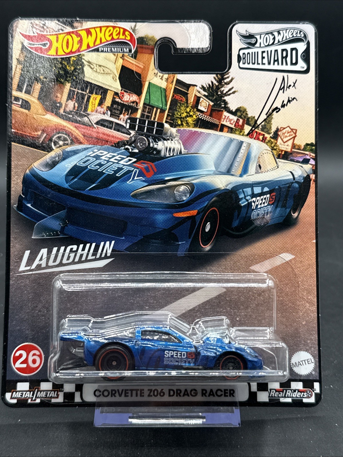 2020 Hot Wheels Premium CORVETTE Z06 DRAG RACER blue 26 Laughlin very nice