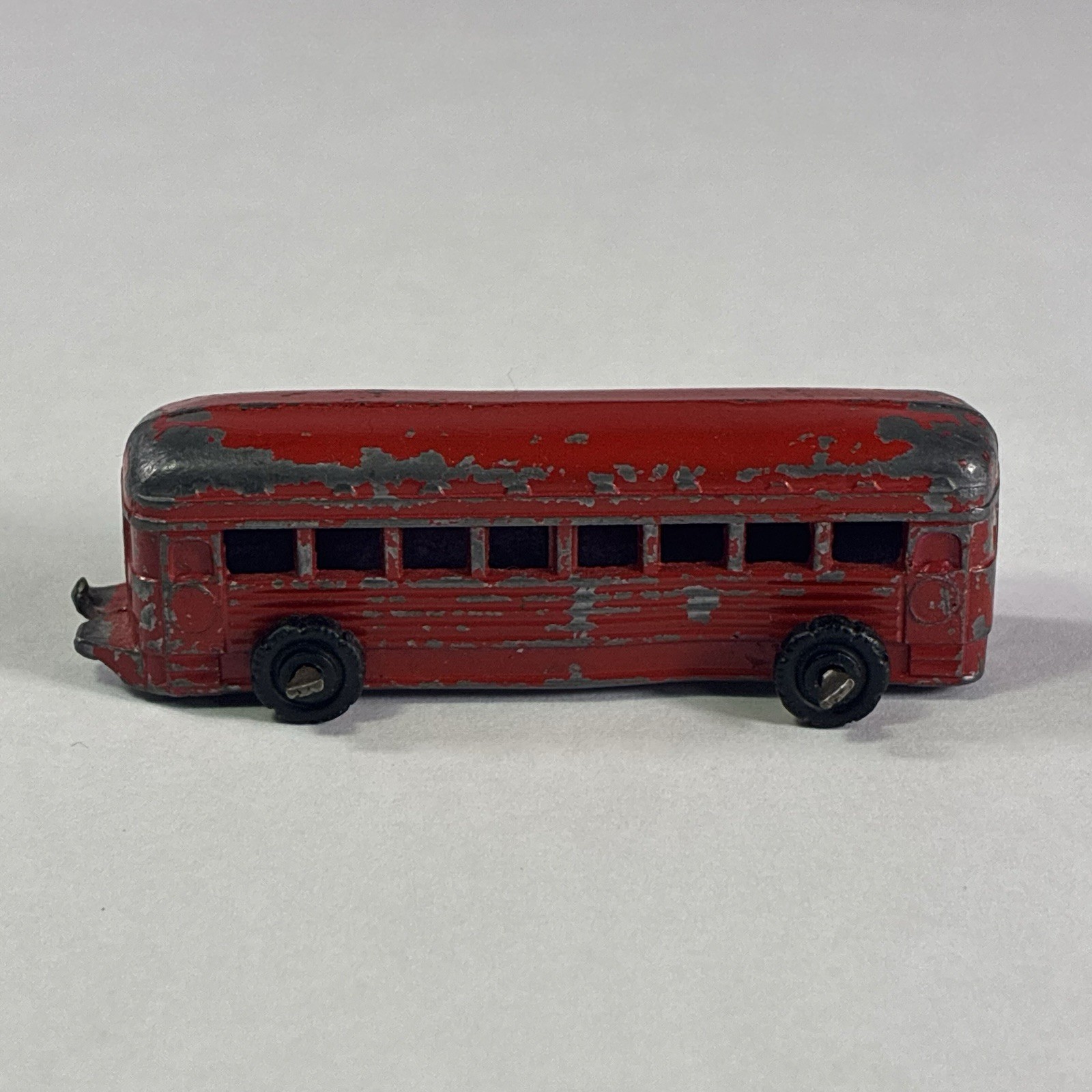 Vintage Red Diecast 1940s Coach Bus 2.5” Steel Toy