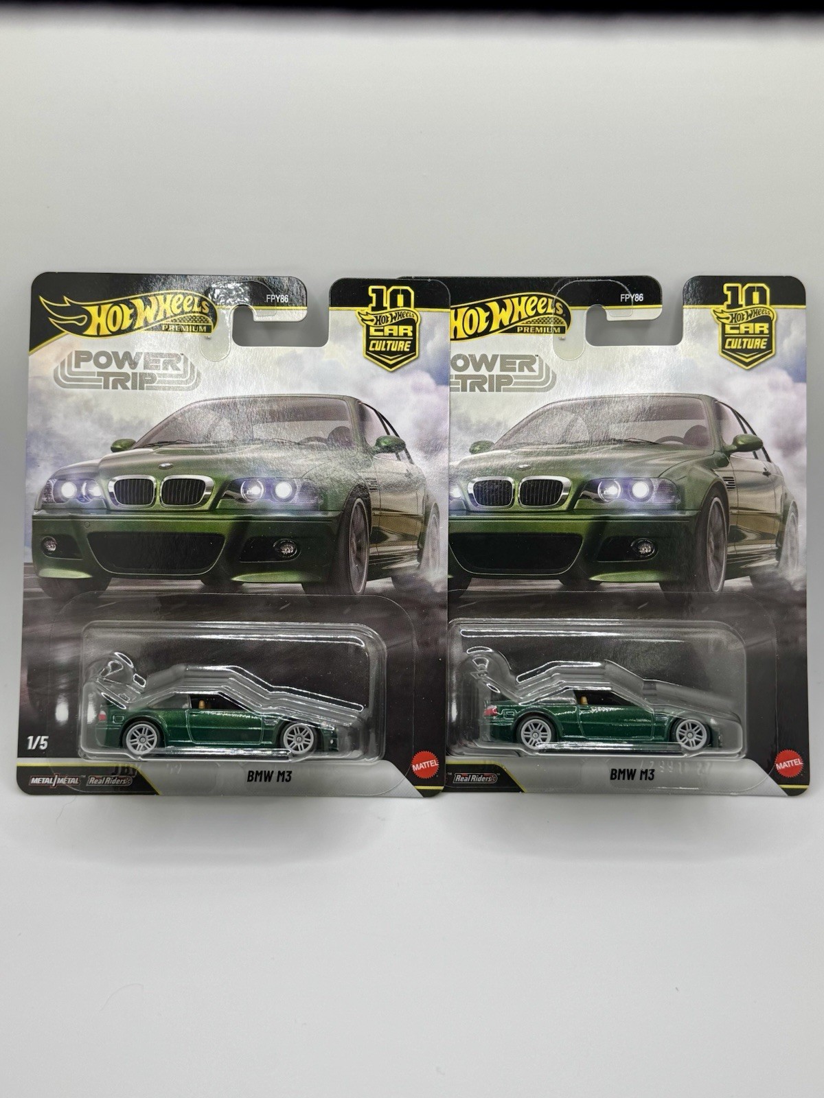 Hot Wheels BMW M3 E46 Green Power Trip FPY86-961 R 1/64 Lot Of 2