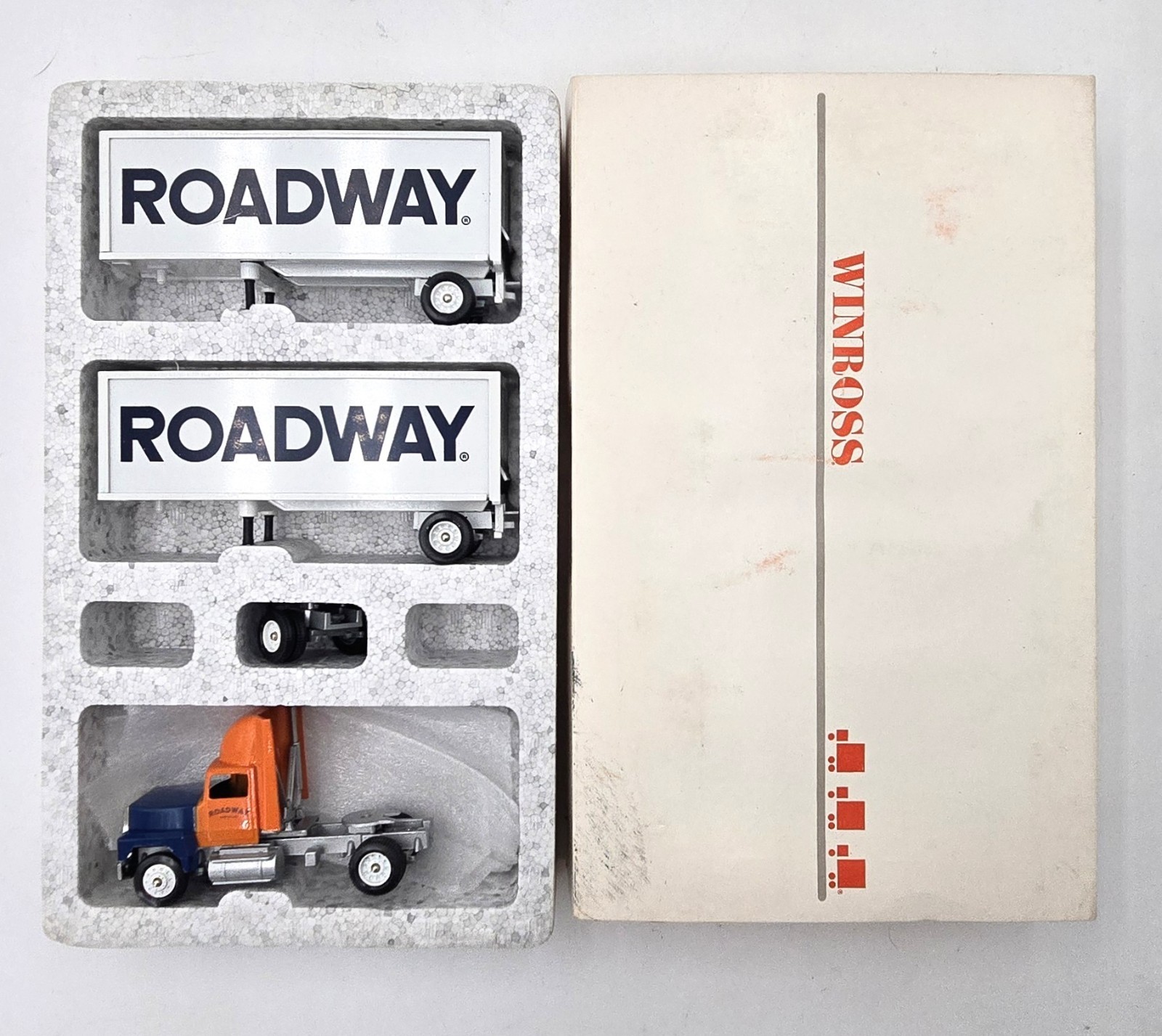 Vtg 1992 Winross Roadway Express Double Trailers 1:64 Diecast Semi Truck Set NOS