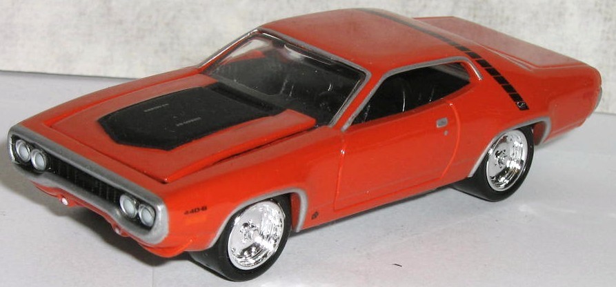 1/64 = 1971 71 PLYMOUTH ROAD RUNNER = AIR GRABBER – Hood Open Diecast Muscle Car