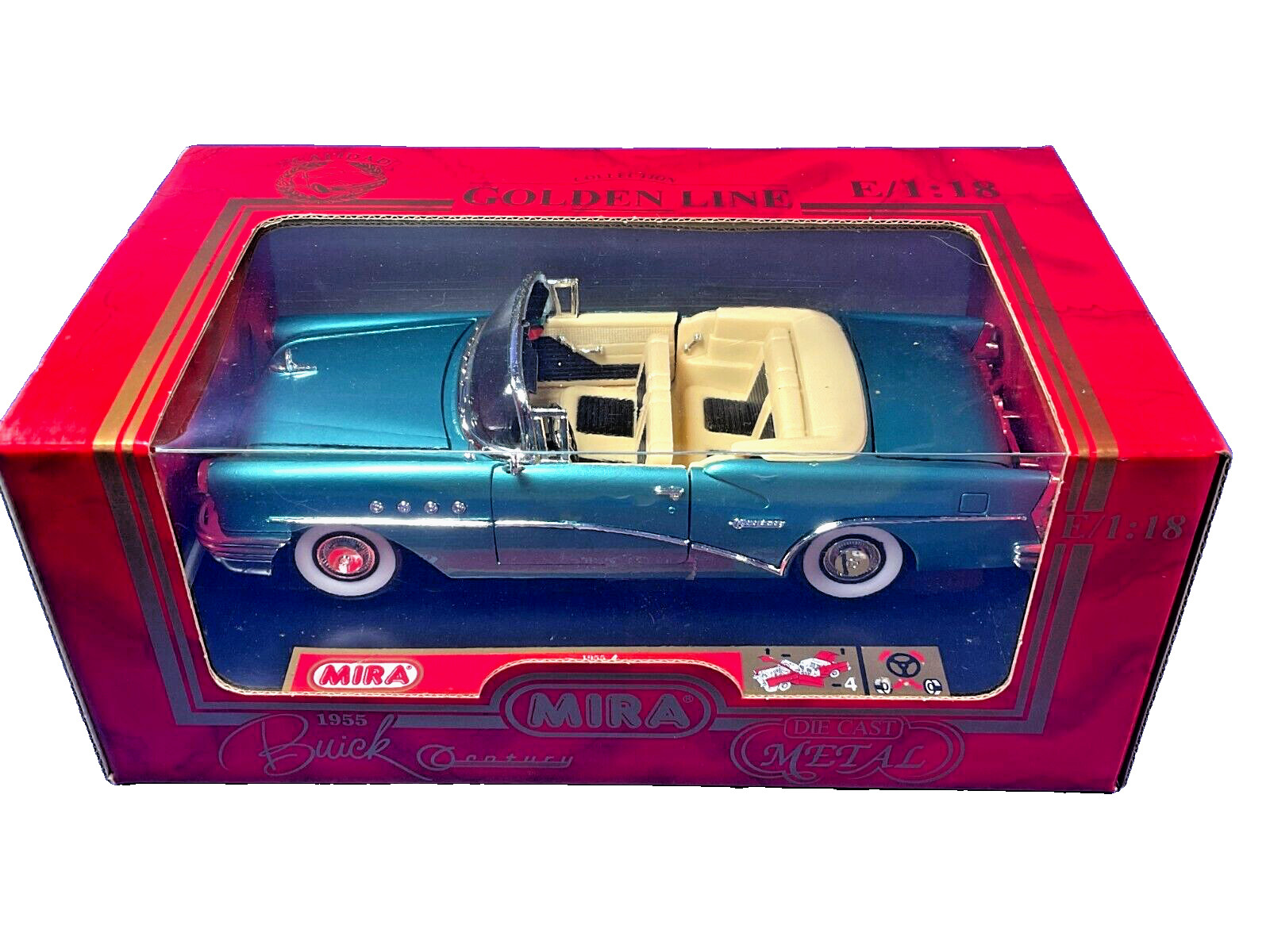 Mira, Golden Line Collection, 1955 Buick Century Convertible Car, 1:18, NIB