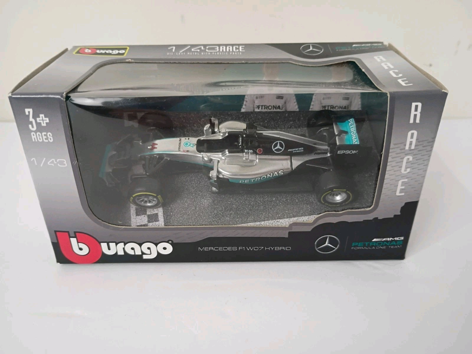 2016 #44 Lewis Hamilton Mercedes AMG W07 Hybrid 1/43 Bburago Formula 1 Diecast