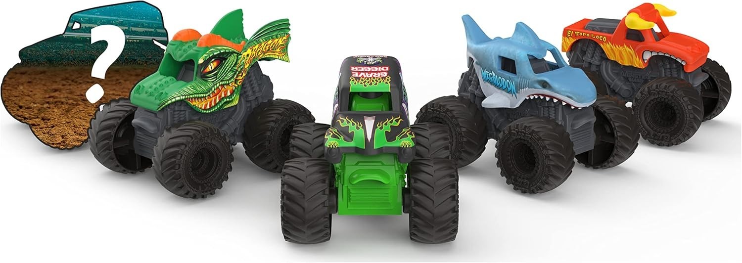 5 Pack Mini Collectible Monster Trucks with Mystery Truck – Epic Kid’s Play Set