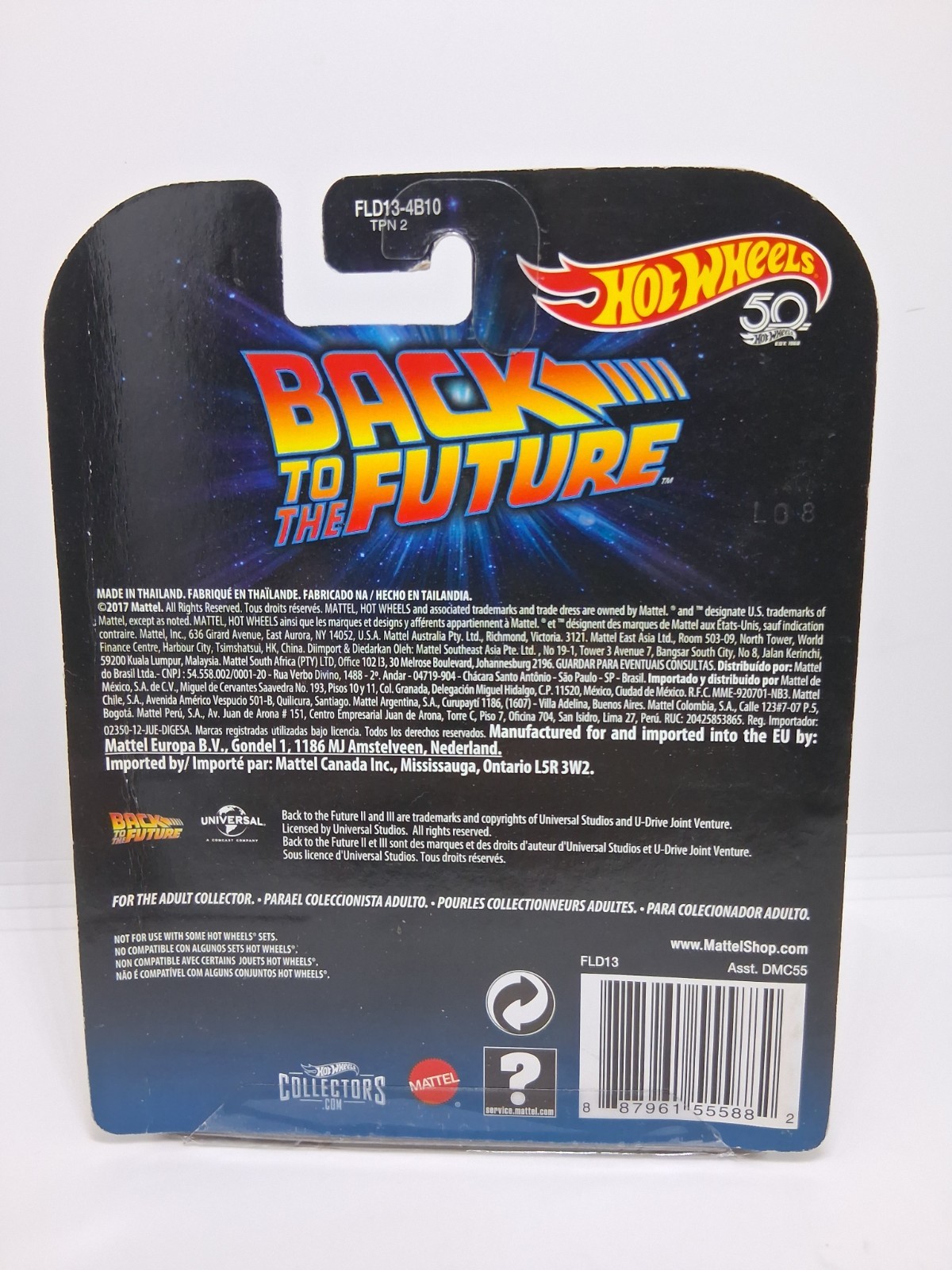 Hot Wheels Back to the Future Time Machine 2 FLD13 50th Anniversary 1:64 Diecast
