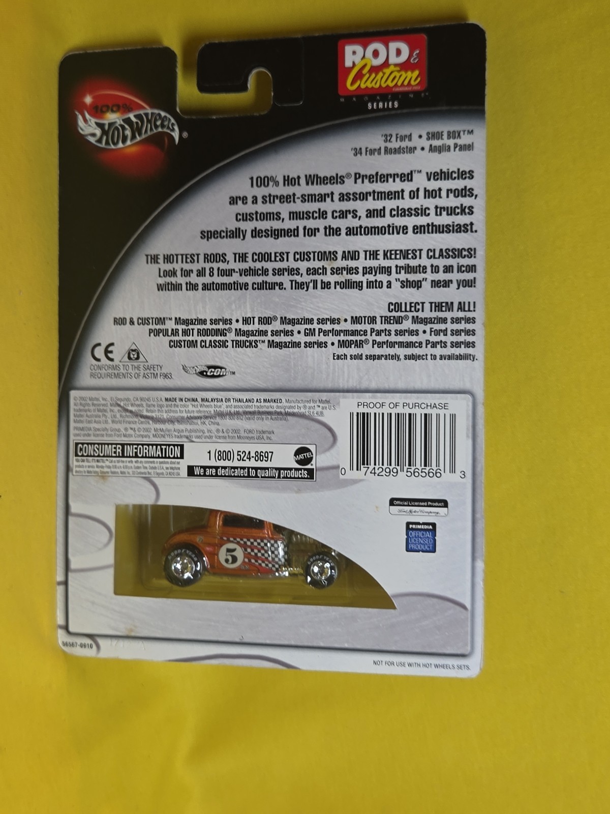 2002 Hot Wheels 100% Rod & Custom Series 1/4 ’32 FORD Orange RR & Gift 🔥48
