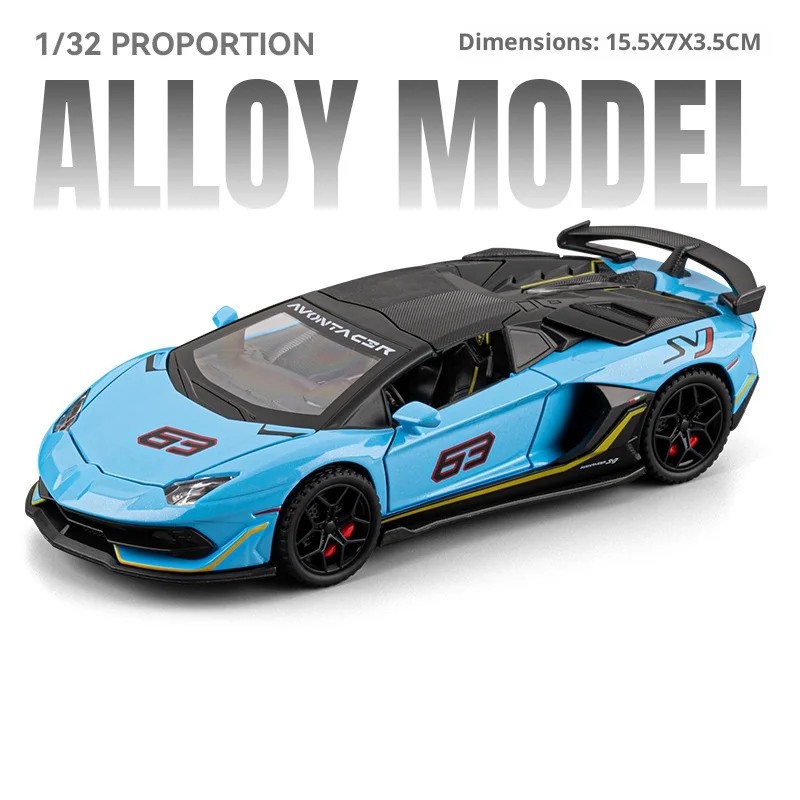 1/32 Lamborghini SVJ63 Alloy Diecast Sports Car Model Sound and Light Pull Back