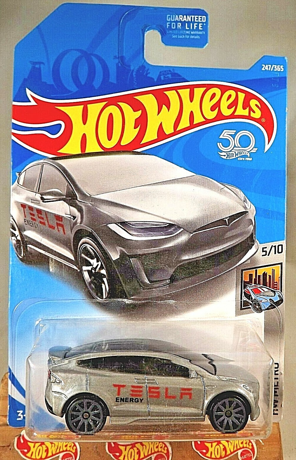 2018 Hot Wheels #247 HW Metro 5/10 TESLA MODEL X Silver w/Gray 10 Spoke Wheels