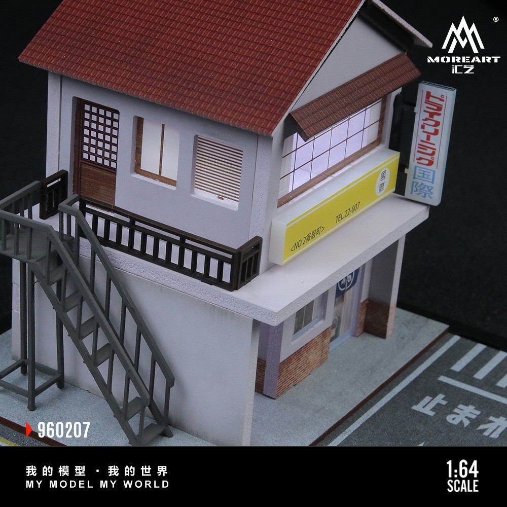 1/64 Diorama Diecast Garage Model LED Japanese Parking Lot Model Display Case US