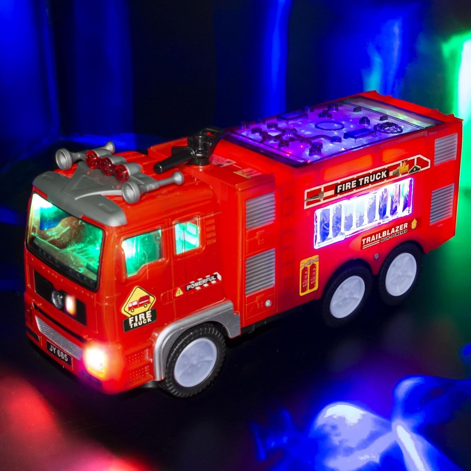 Large Fire Truck Toy for Toddlers 3-5 4D Lights & Siren | Bump & Go Action Gift