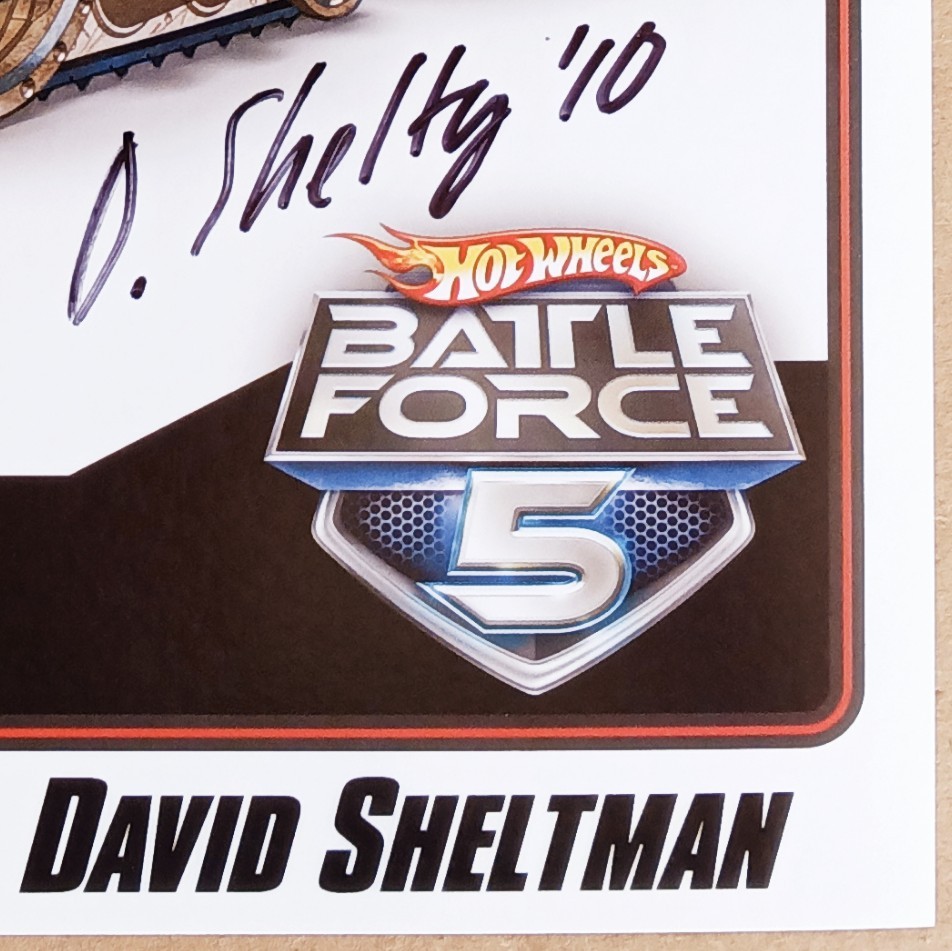 Signed David Sheltman Hot Wheels Convention Battle Force 5 GearSlammer E Sheet