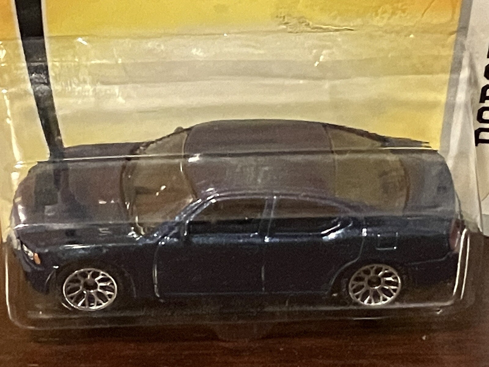 Matchbox 1-75 Dodge Charger Lot Of 2 Dark Blue And Yellow Green Cracked Blister