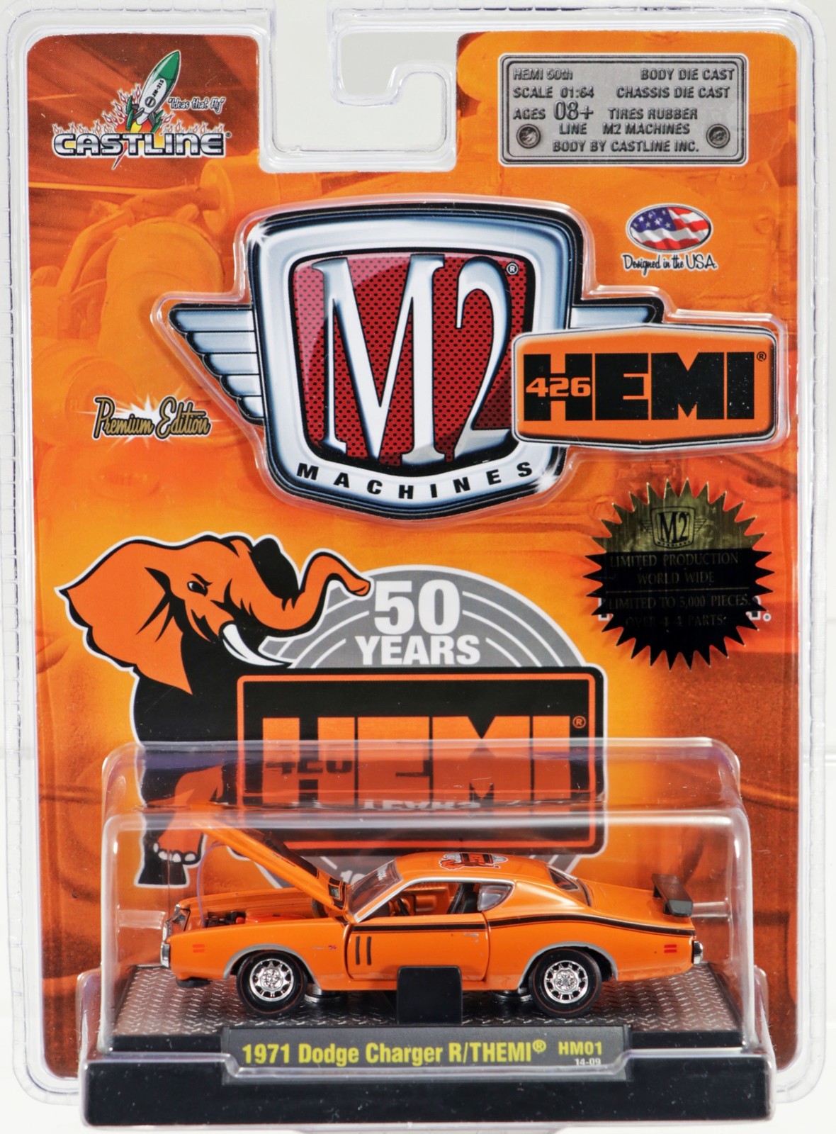 M2 Machines 1971 Dodge Charger R/T Hemi 50 Years – 31600 14-09 NRFP Orange
