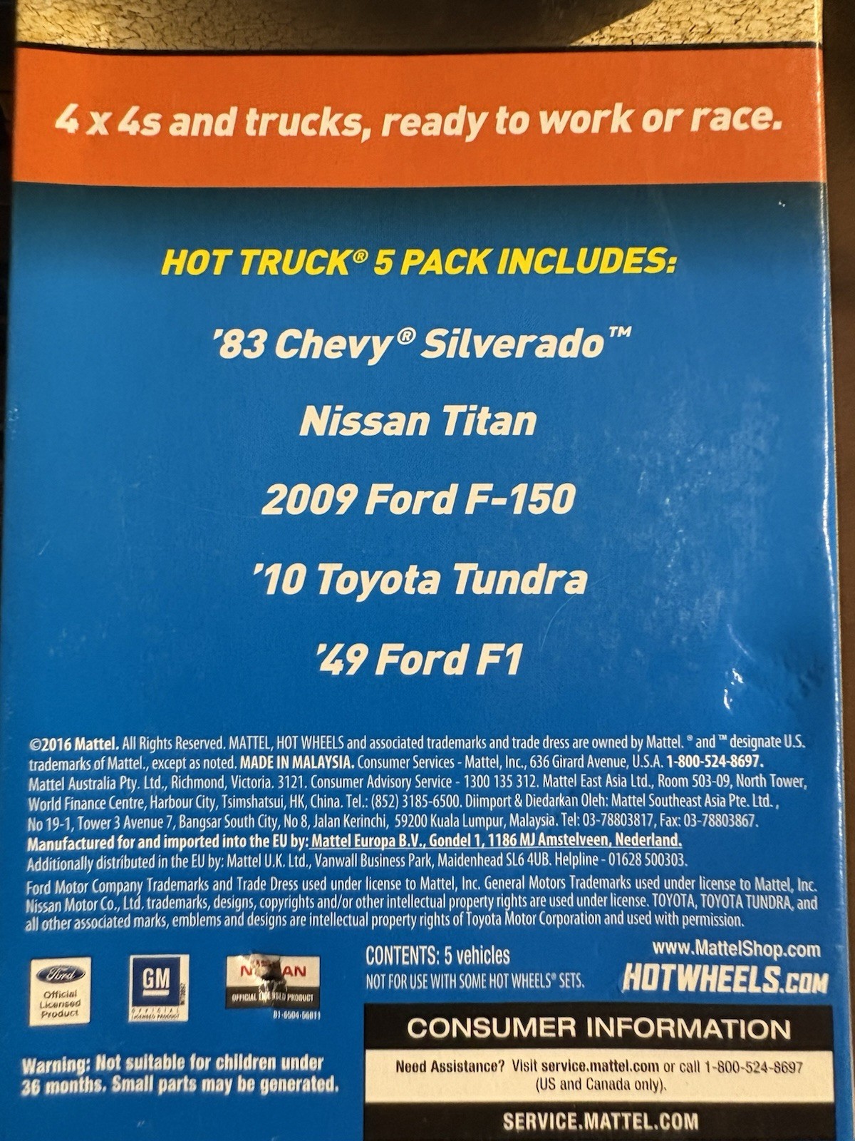 Hot Wheels 2018 HW Hot Trucks 5 Pack #FKT63 1 64 Scale Diecast Silverado