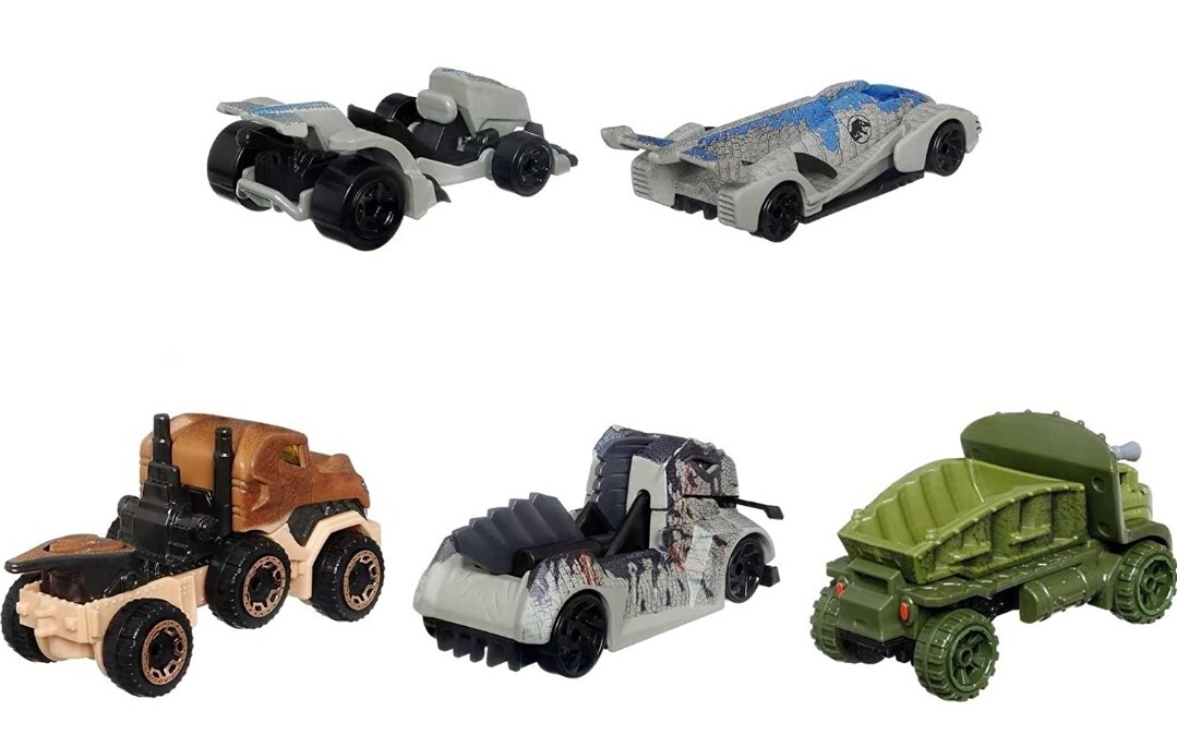 Hot Wheels Jurassic World Dominion 2022 Dinosaur Character Car 5 Pack Box Set