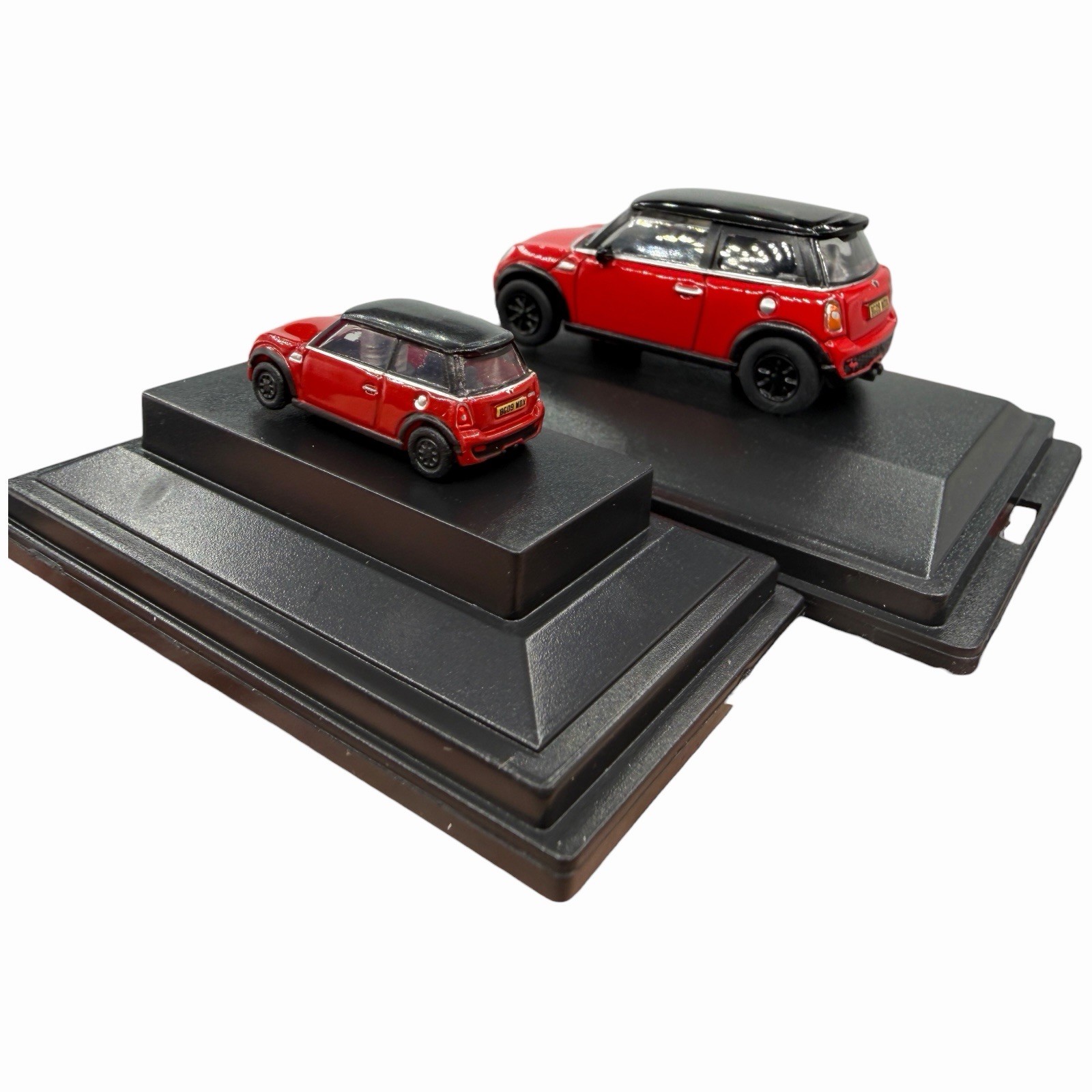 MINI Cooper S Hardtop R56 Chili Red with Black Roof Diecast car Pair of Two