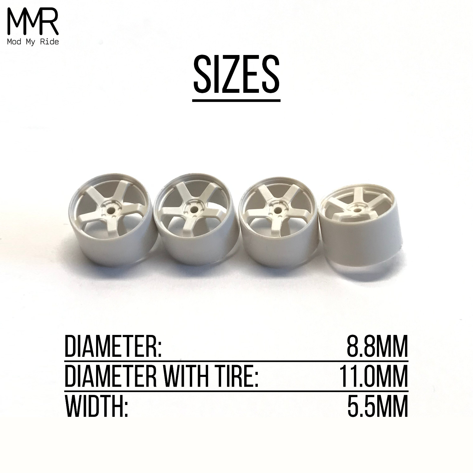 1/64 SCALE REALISTIC CUSTOM Real Riders Wheels Rims Rubber Tires Set Hot Wheelz