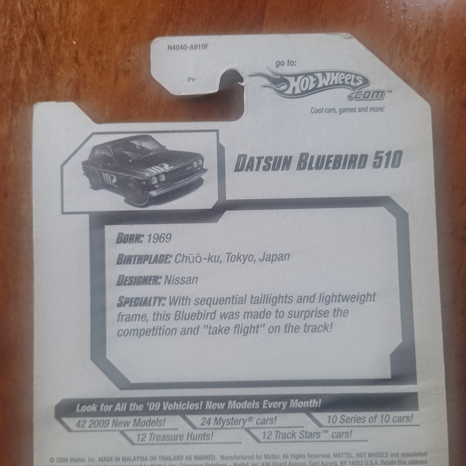 Hot Wheels #37 New Models 37/42 DATSUN BLUEBIRD 510 Black 2009