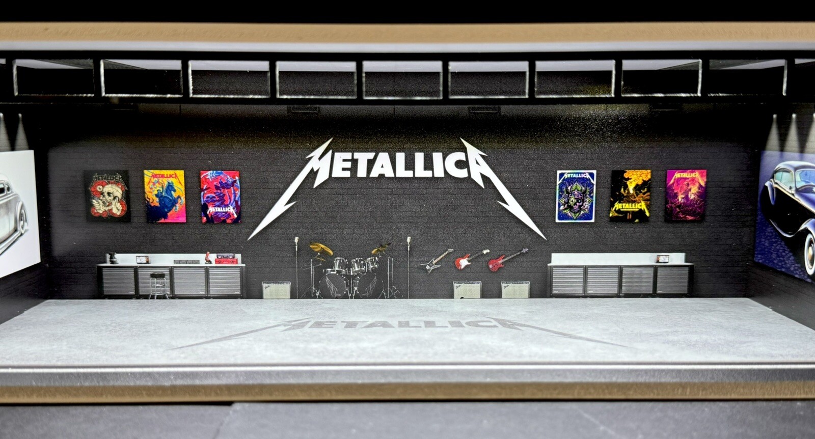 Metallica Interior Theme FOR Hot Wheels 1:64 Model Diorama Garage LED Lighting!