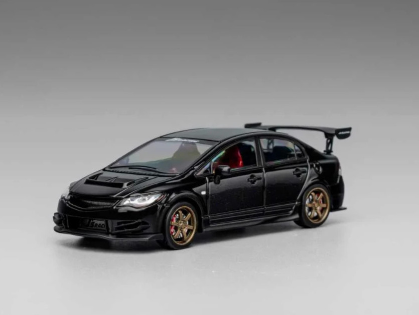 1/64 HONDA CIVIC FD2 J’s Racing W/Interior/Engine Model Car -BLACK-