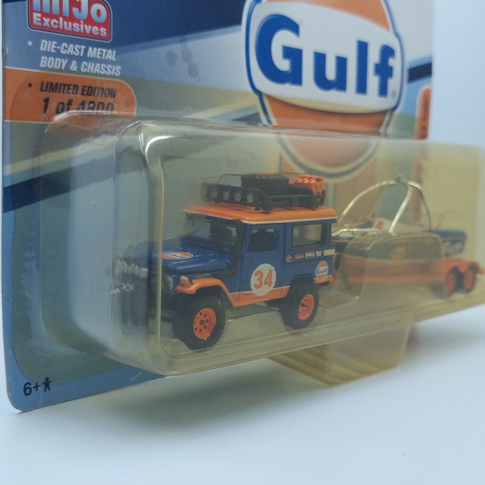 JOHNNY LIGHTNING MIJO 1980 TOYOTA LAND CRUISER FJ40 GULF BOAT & TRAILER OFF ROAD